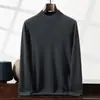 Suéter de Cachemira para Hombre Otoño e Invierno Cuello Medio Alto Manga Larga Jersey Capa Interior Tejido Capa Base Lujo Ligero Casual de Negocios