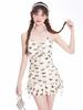 Maiô feminino Pure Desire Sweet Cute Chanel Style Conservador Saia Plissada Slim Look