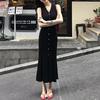 Vestido Elegante Sem Mangas com Decote em V para Mulheres, Vestido Longo Bodycon de Verão em Tencel Macio com Cintura Ajustada