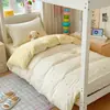 Juego de tres piezas de algodón puro estilo Ins para dormitorio de estudiante con estampado, sábana bajera y sábana encimera de algodón para cama individual de dormitorio, alta calidad y atractivo