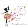 Novo LD93100 Cartoon Dancing Little Girl Petal Children's Room Kindergarten Parede Adesivo de parede decorativo Autoadesivo