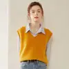 26 outono e inverno novo suéter de cashmere puro feminino tricô colete gola V suéter quente colete de camadas casual versátil