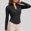 Ropa Deportiva de Verano Transfronteriza con Media Cremallera y Mangas Largas para Exteriores, Adelgazante, para Fitness, Running, Entrenamiento, Yoga