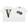 Camisa casual de manga corta holgada para hombre con estampado de letras V JERRY de la marca de moda transfronteriza VLONE