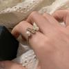 Anillo abierto de mariposa de metal con perla para mujer, estilo francés, retro, personalizado, sencillo, combinable, elegante, de moda.