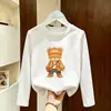 Camiseta Infantil de Algodão Puro com Gola Redonda e Manga Longa para Primavera e Outono, Solta e Estilosa para Meninos Mais Velhos, Top Versátil com Estampa de Desenho Animado