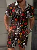 Novo Conjunto de Camisa de Manga Curta e Shorts Masculino com Estampa Engraçada de Halloween para o Verão - Venda Cruzada da Amazon