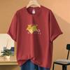 Playera de Algodón Pesado de 260g para Mujer de Manga Corta Verano Trendy Top Holgado Algodón Manga Media Playera Nicho Sentido de Alta Gama
