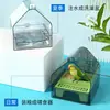 Calentador comedero para loros, bañera con techo y almohadilla de algodón, villa para pájaros, dispensador transparente de agua y comida, envío transfronterizo