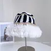 Gorro de Punto con Bloques de Color y Rayas con Borde de Felpa para Mujer Invierno Casual Versátil Gorro de Tejer Cálido de Moda