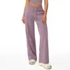 Calça Esportiva Solta de Cintura Alta para Primavera com Bolso de Aba Calças Retas Casuais para Usar por Cima Calça Esportiva Versátil para Mulheres 8933
