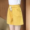 Shorts Delgados de Algodón Puro para Ropa Exterior de Verano para Mujer Pantalones Rectos Slim de Cintura Alta Sueltos y Versátiles Casuales con Cintura Elástica Pantalones de Pierna Ancha para Mujer