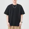 Camiseta de Manga Corta para Hombre 2026 Verano Nueva Cuello Redondo Corte Holgado Manga Media Camiseta Básica Patchwork de Moda Bloque de Color Tee