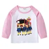 Camiseta de algodón de manga larga para niños de Primavera y Otoño de Bombero Sam, cuello redondo, básica, para niños, camiseta de bebé