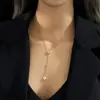 Collar de Acero Inoxidable, Nuevo y Moderno Collar con Borlas para Mujer, Cadena Versátil para Clavícula Estilo Ins de Nicho de Moda