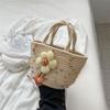Bolsos de Nuevo Estilo para Mujer, Bolsos de Mano de Verano, Bolsos Tote Tejidos, Bolsos de Mano de Cuerda de Algodón para Viaje y Playa, Venta al por Mayor Transfronteriza de Tejido de Paja