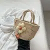 2026 Novo Estilo Bolsa de Verão Feminina Bolsa Tote Tecida Corda de Algodão Bolsa de Mão para Viagem e Praia Atacado Transfronteiriço
