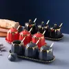 Caixa de Temperos Criativa Pote de Cerâmica Nórdico para Temperos Garrafa de Tempero Pote de Sal Pote de Açúcar Combinação Conjunto de Potes de Temperos para Cozinha Doméstica