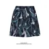 Calça de Praia Masculina Secagem Rápida Calça Estampada Férias na Praia Shorts Largos Tamanho Grande Cinco Pontos Pintura a Óleo Casual Bermuda de Natação