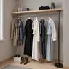 Barra Transversal Colgante para Armario de Aleación de Aluminio Barra Gruesa para Secar Ropa Montada en la Parte Superior del Balcón Tienda de Ropa Barra para Ropa Base con Brida