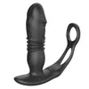 Masajeador de próstata para hombres con doble anillo, vibrador anal telescópico controlado por control remoto y juguete sexual