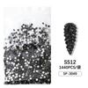 1440 piezas de pedrería de fondo plano para arte de uñas no se caen diamante austriaco fondo plateado negro redondo vidrio diamante flash decoraciones para uñas