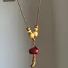 Collar Colgante de Hongo con Cuentas de Madera Moda Estilo Étnico Cadena para Clavícula Personalidad de Nicho Joyería de Alta Gama al por Mayor para Mujeres
