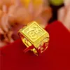 Anillo de la fortuna rubio arena al por mayor de fábrica anillo de oro para hombre tendencia anillo dorado anillo abierto dominante