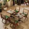 Mesa y Silla de Cafetería Retro Combinación Muebles para Catering Cabina Comercial Sofá Mesa para Tienda de Postres y Té con Leche Restaurante Americano Occidental