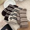 Calcetines Cálidos a Rayas para Otoño e Invierno Calcetines de Media Caña para Otoño e Invierno Gruesos con Forro Polar Corea del Sur Japoneses Deportivos Medias de Invierno