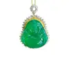 Colgante de Jade Hielo de Alta Calidad Incrustado con Buda Maitreya, Juego de Tres Piezas de Ágata Chapado en Oro 925, Anillo, Pendientes, Suministro Mayorista para Transmisiones en Vivo