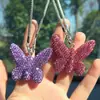 Llavero Creativo de Mariposa con Diamantes Completos para Coche, Alto Valor Estético, Elegante Accesorio para Bolsos para Niñas, Elegante Colgante Decorativo para el Interior del Coche