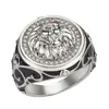 Anillo de león Yihua con circonita de diamante completo estilo punk europeo y americano anillo Rey León dominante de oro de 18 quilates