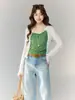 Camisola Sexy de Tirantes con Escote en V Estilo Floral Estilo Bm para Mujer Verano 2026 Ropa Interior Hot Girl Ajuste Ceñido Top Corto