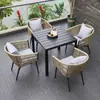 Conjunto de Mesa e Cadeiras para Exterior Terraço ao Ar Livre Vila Jardim Pátio Varanda de Inverno Cadeira de Rattan para Exterior Mesa e Cadeiras de Jantar para Lazer