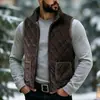 Colete masculino de algodão com forro de fleece, gola alta e zíper, colete de lã de cordeiro para homens de meia-idade e idosos, espessado para aquecimento no outono e inverno, adequado para usar como camada externa