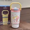 Copo de Água Cerâmico Trevo de Quatro Folhas Gatinho Copo Térmico Alta Aparência Estudante Aço Inoxidável 316 Portátil Duplo para Beber Copo de Café