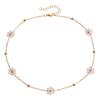 Collar de cadena con forma de bola de cristal y flores de color bohemio, joyería transfronteriza europea y americana, collar creativo de margaritas tejidas para mujer