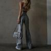 Transfronterizo estilo europeo y americano transfronterizo nuevo otoño e invierno 2024 pantalones de cuero PU de color liso de cintura alta rectos casuales para mujer fabricantes de mujeres