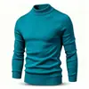 Suéter de punto para hombre de otoño e invierno, capa base, cuello semi-alto, corte ajustado, cuello camisero, manga larga, color liso, top casual