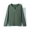 Ropa interior para mujer de vellón de doble cara, con botones, cuello en V, manga larga, nueva para Otoño e Invierno 2024, vellón grueso, suave y amigable con la piel, top base