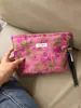 Bolsa de Cosméticos com Flores Bolsa Portátil para Armazenamento de Cuidados com a Pele Bolsa Pequena de Lona Bolsa Interna Bolsa de Lavar para Viagem Carteira
