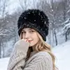 Gorro de Punto de Felpa para Otoño e Invierno Protección contra el Frío Calidez Gorro Tejido a Mano para Mujer Hace que la Cara Parezca Más Pequeña de Moda Atmosférica Gorro de Lana