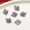 Plata de Ley Flor Pequeña Nubes Propicias Cadena Media Separadores Anillos Dobles Accesorios Retro Plata Blanca Lisa Materiales para Cuentas Hechas a Mano DIY