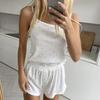 Pijama de Tricô Estampado Jacquard com Coração Vazado para Mulheres - Novo Estilo Verão Europeu e Americano 2026 - Camisola para Dormir e Loungewear Transfronteiriço para Mulheres