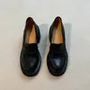 Mocassins com Salto Bloco e Sola Grossa para Mulheres, Estilo Retrô, Slip-Ons que Aumentam a Altura, Sapatos Simples de Couro