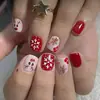 Coleção de nail art de Natal transfronteiriça: Pontas de unha pré-desenhadas, prontas para usar e adesivos para unhas postiças, 24 peças, designs de nail art de Natal removíveis