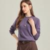 [100% Lã] Outono e Inverno Casual Mais Fácil de Combinar Para o Trabalho Gola Redonda Fio Diferente Camisa de Lã Tricô Feminina Base