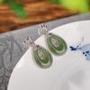 Brincos de Prata S925 Banhados a Ouro com Pingente de Lótus de Jade Hetian e Jaspe - Brincos Vintage Médios Elegantes para Mulheres