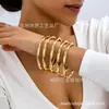 Conjunto de Cinco Peças de Anéis Redondos Lisos Tridimensionais Minimalistas Lisos para Mulheres, Versátil para Empilhar